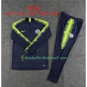 Manchester City Kinder Sweatshirts Anzüge Dunkelblau Grün 2018-2019